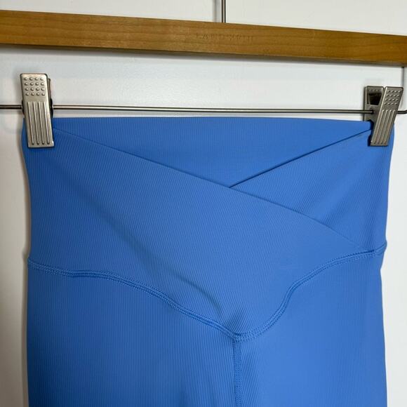 Wilo The Label Base Blue Crossover Waist Ribbed 7/8 Leggings Size XS - Picture 2 of 7